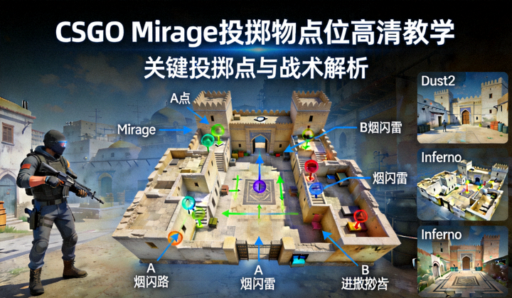 CSGO Mirage地图投掷物点位高清教学封面图